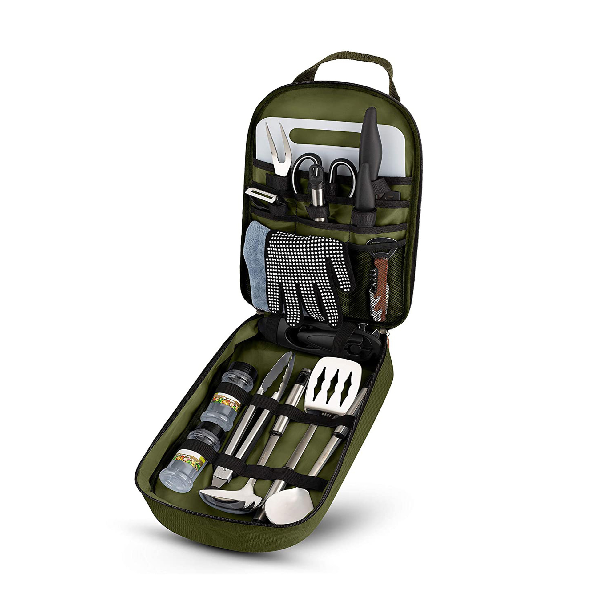 Portable Camping Utensils Set Camp Cooking Kit with Organized bag