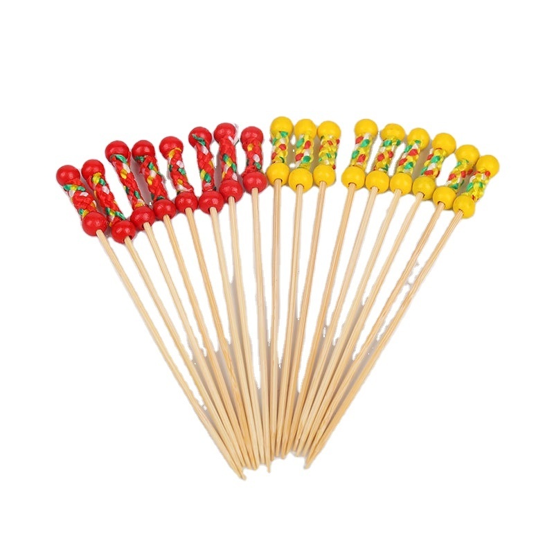 Pearl Skewers Natural Bamboo Party BBQ Picnic Use Decorative Skewers Cocktail Pick Umbrella Skewers