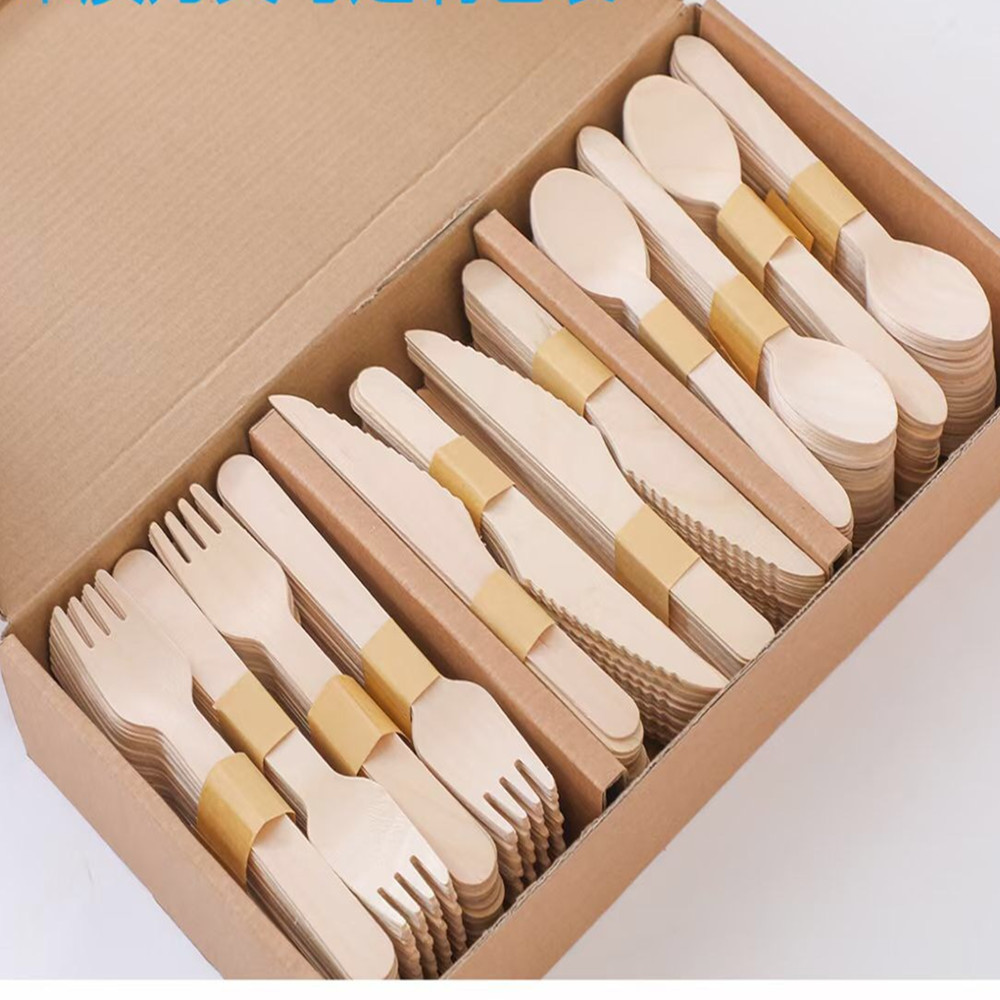 Biodegradable  Bamboo Cutlery Disposable Fork Spoon And Knife Set Disposable Bamboo Tableware