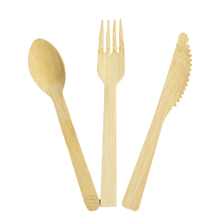 Biodegradable  Bamboo Cutlery Disposable Fork Spoon And Knife Set Disposable Bamboo Tableware