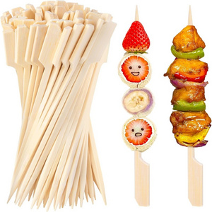 15cm Eco-friendly Natural Bamboo Flat Skewer BBQ Barbecue Kebab Sticks for Party Camping Fruit Paddle Skewers Stick