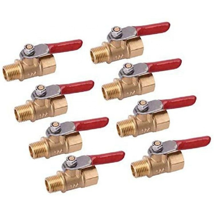 Air Compressor Brass Ball Valve Handle Shut Off Switch 1/4 Inch Male And Female NPT Thread Pipe Fitting