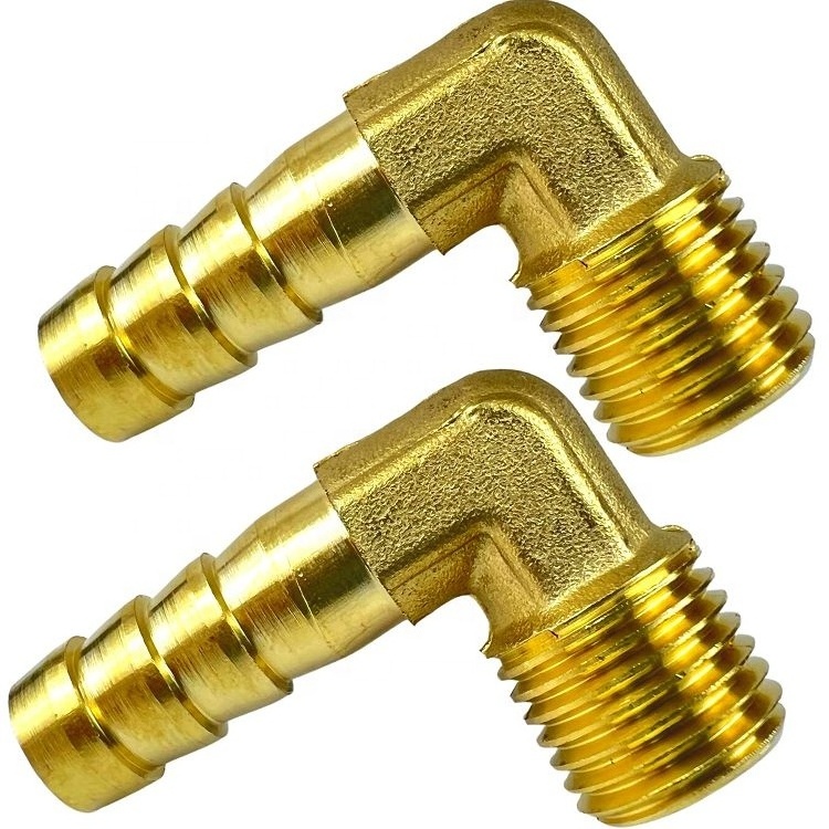 90 degree elbow brass fitting 3/8 hose barb x 1/2-inch male npt coupling