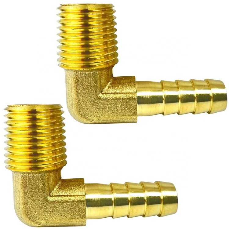 90 degree elbow brass fitting 3/8 hose barb x 1/2-inch male npt coupling