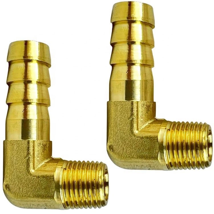 90 degree elbow brass fitting 3/8 hose barb x 1/2-inch male npt coupling