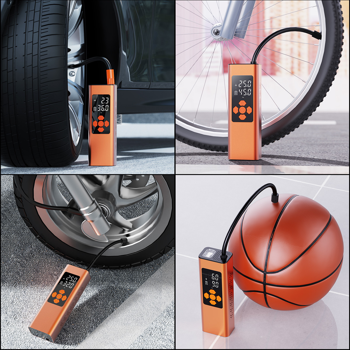 High Standard Rechargeable Car Digital With & Light Portable For Motorcycle Universal Pump Car Tyre Inflator