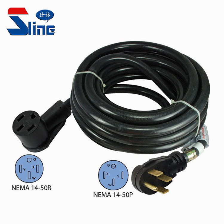 50A USA RV Power Extension Cord plug NEMA 14-50P to 14-50R with customizable cable used in American Canada US market