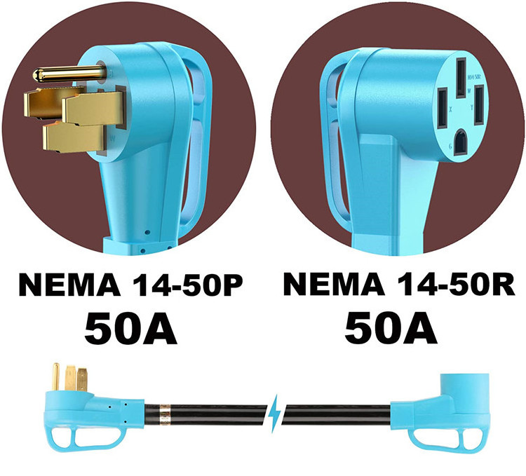 50 Amp NEMA 14-50P to 14-50R EV or RV Extension cord Plug with Heavy Duty STW cable Suit for EV charging and RV trailer Campers