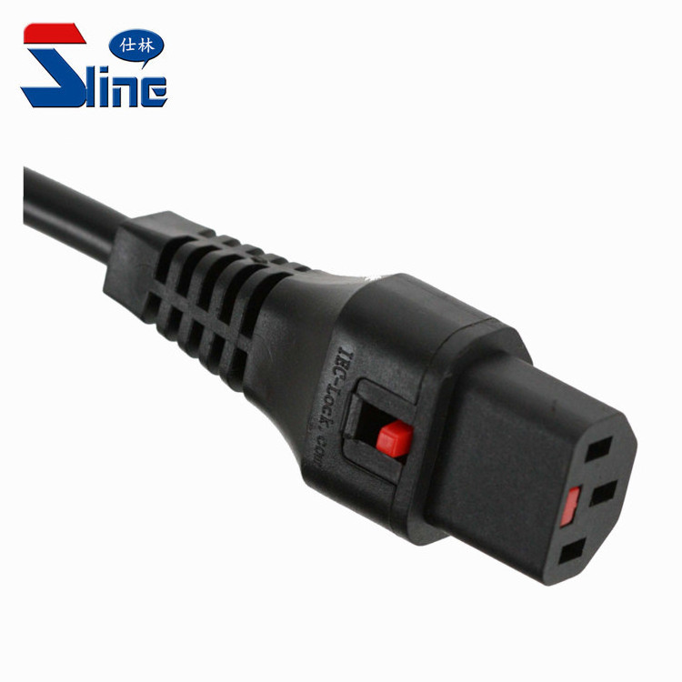 IRAM 2073 Argentina 3 pin plug to Auto Locking IEC 320 C13 power cord cable with Lock Argentine IRAM certification