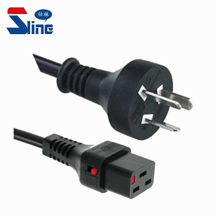 IRAM 2073 Argentina 3 pin plug to Auto Locking IEC 320 C13 power cord cable with Lock Argentine IRAM certification