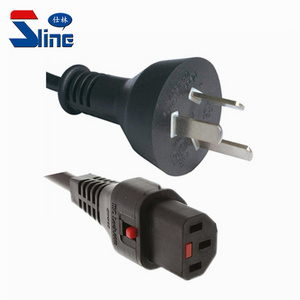 IRAM 2073 Argentina 3 pin plug to Auto Locking IEC 320 C13 power cord cable with Lock Argentine IRAM certification