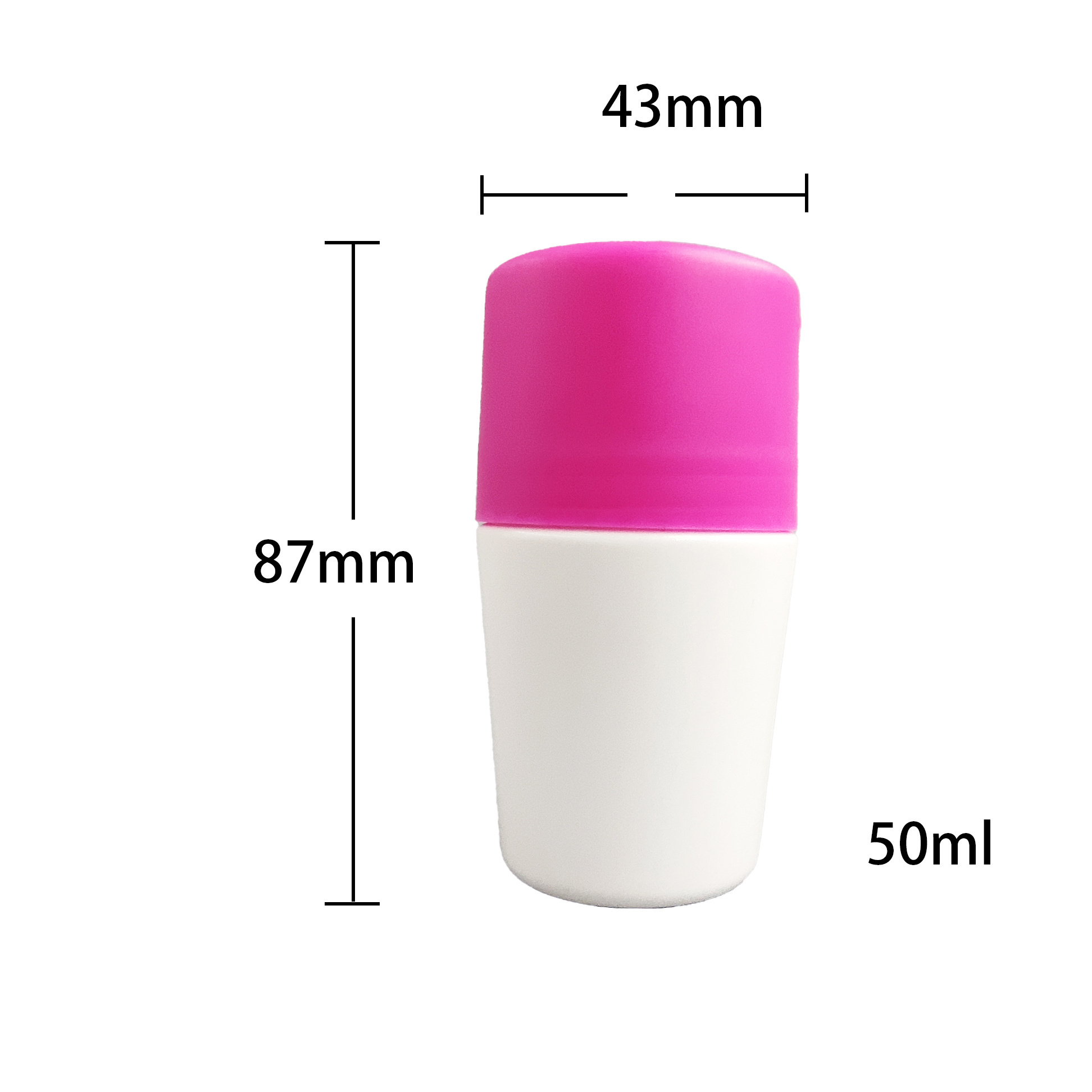 50ml 75ml pink white  hot sale Made In China deodorant empty Straight Plastic Roll On Antiperspirant Bottle With pink Lid