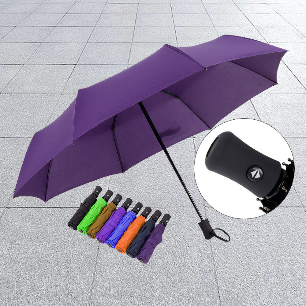 Wholesale promotional cheap custom logo print 3 folding umbrella light weight umbrella