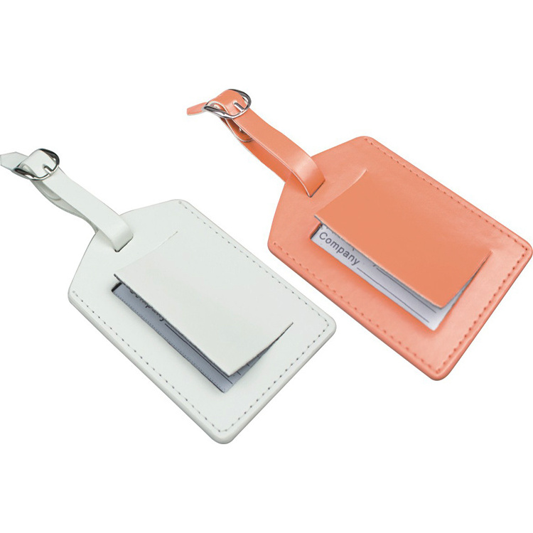 Wholesale cheap custom sublimation blank bulk shape pu leather luggage tag with name holder