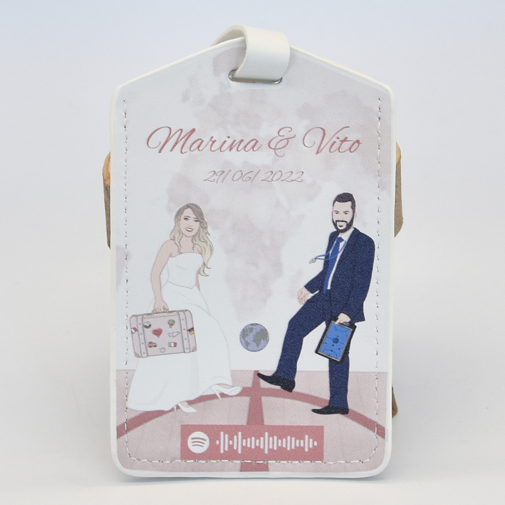 Wholesale custom sublimation blank bulk  PU leather luggage tag with name holder