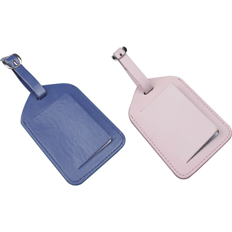 Wholesale cheap custom sublimation blank bulk shape pu leather luggage tag with name holder