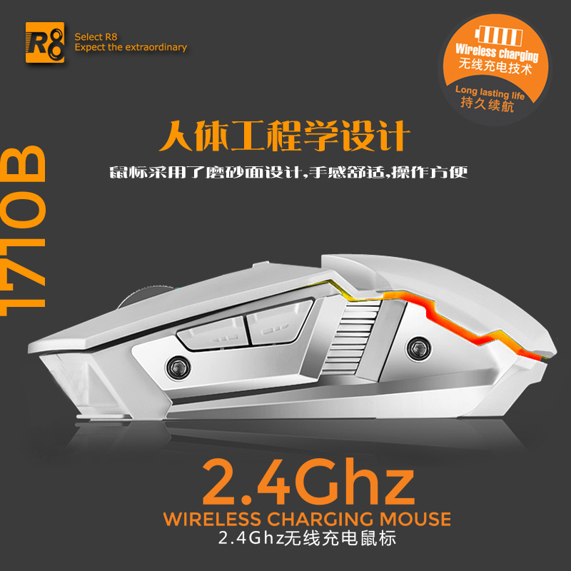 R8 2021 new Mechanical Wireless Rechargeable with polling rate and  move speed l Gaming 7 D Mouse