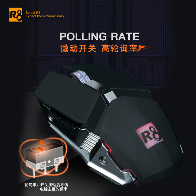 R8 2021 new Mechanical Wireless Rechargeable with polling rate and  move speed l Gaming 7 D Mouse