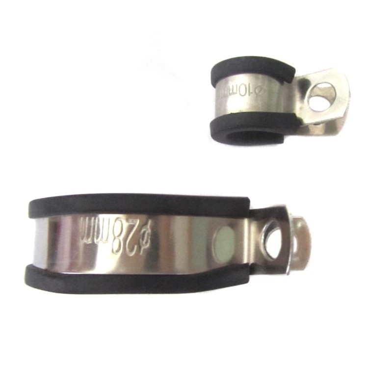 Diameter 20 mm 304 stainless steel with rubber P type hose clamp to fixed pipe