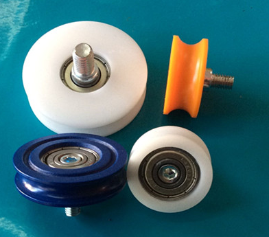 U Groove coated pulley plastic nylon small wheel with shaft screw roller for furniture door and window