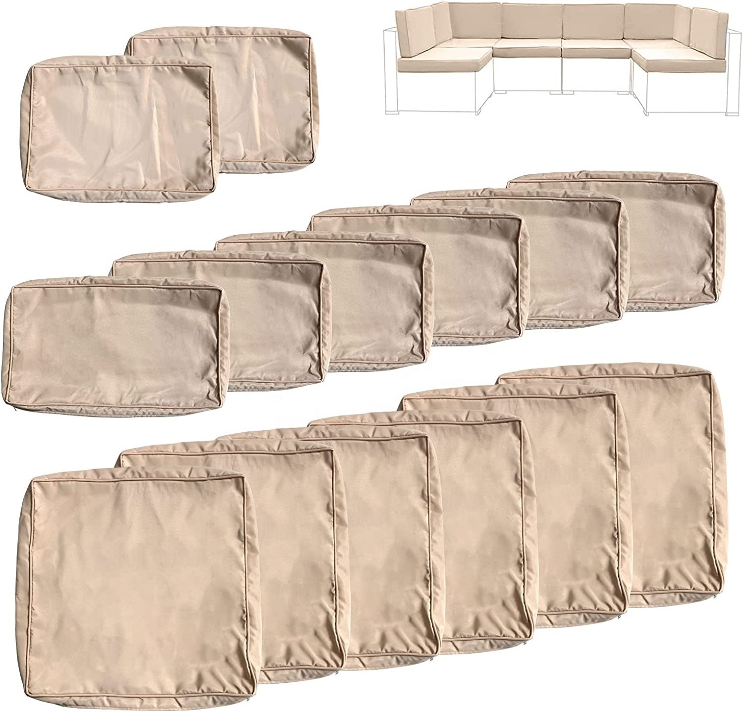 14 Pcs Outdoor Waterproof Washable Cushion Cover Comfortable Patio Furniture Cushions Cover