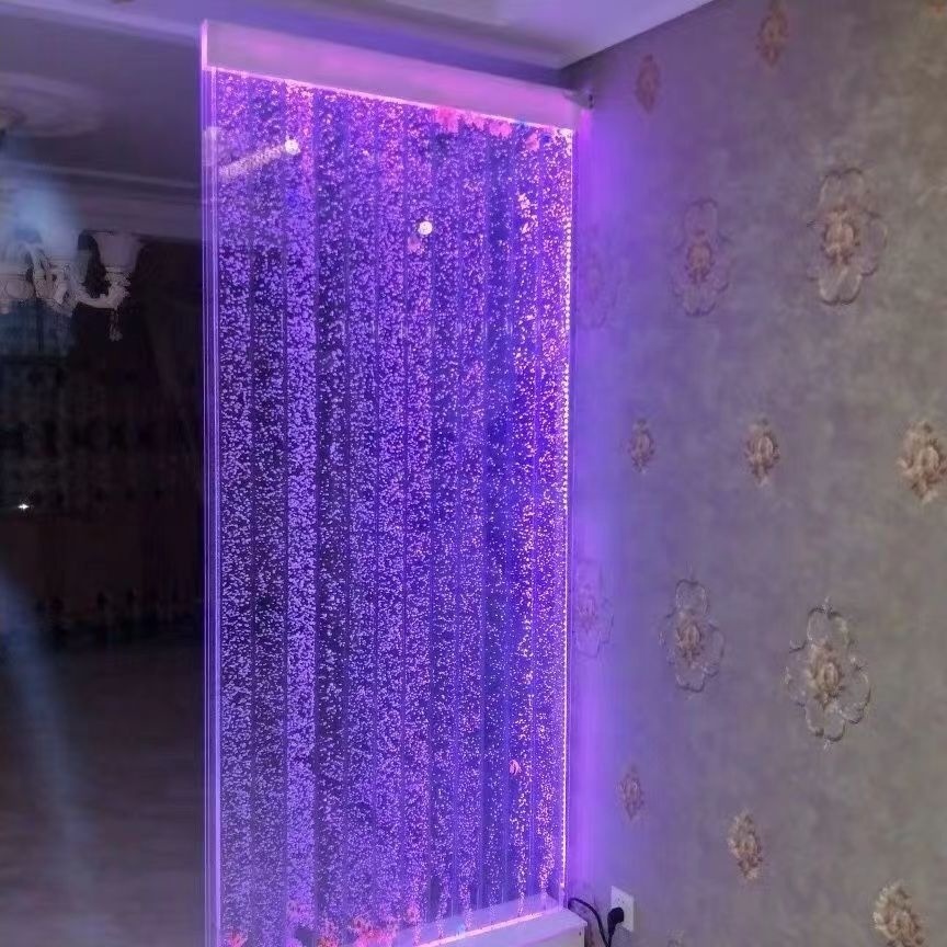 Interior design curved led colorful acrylic water bubble wall privacy screen room divider