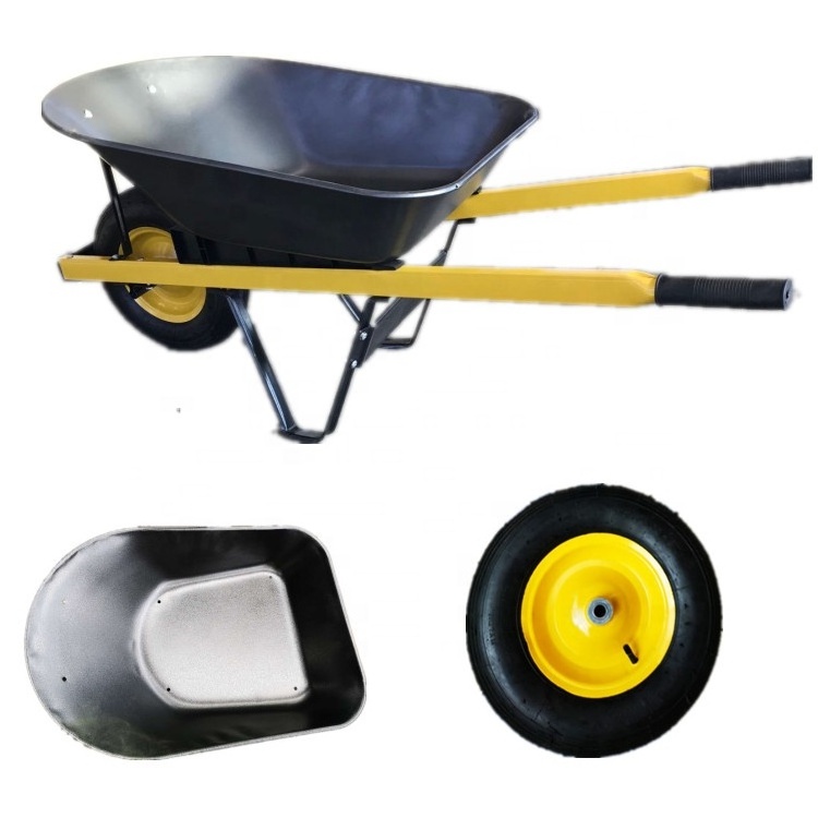 200kg Steel Wheelbarrow With Square Handle WB6001 Heavy Duty Wheelbarrow Durable Strengthen Industrial Concrete Wheel Barrow