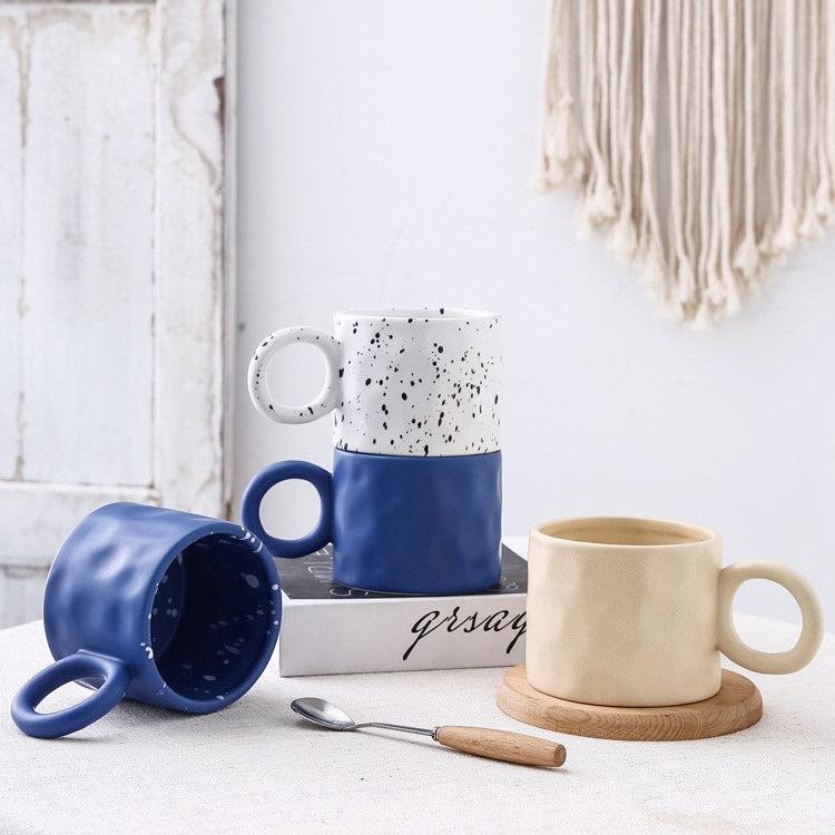 Nordic Ins Style Creative Home Frosted Ceramic Mug Net Celebrity Large Capacity Water Cup Can Love Couple Coffee Cup