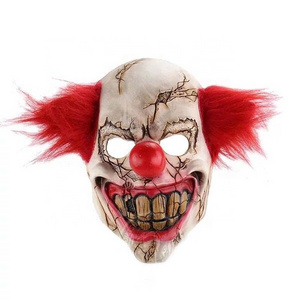 Creepy Latex Goat Mask Halloween Party Props Red-Furred Bad-Faced Clown Latex Scary Joker Mask