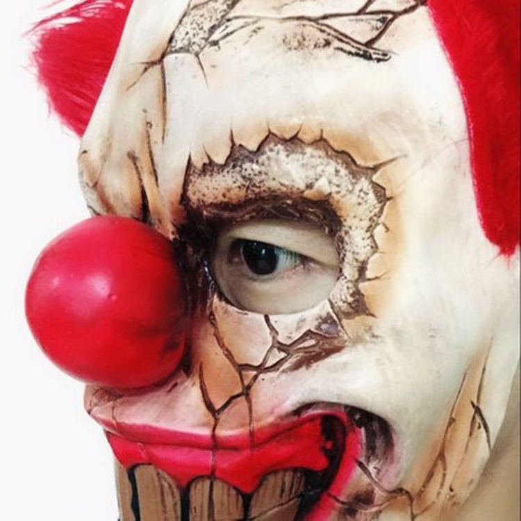 Creepy Latex Goat Mask Halloween Party Props Red-Furred Bad-Faced Clown Latex Scary Joker Mask