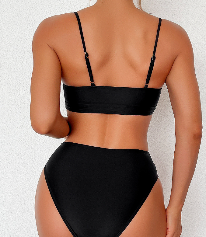 STOCK With Pad Cut Out Swimwear Sexi Women Two Pieces Swimsuit Plus Size Bikini Set