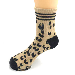 Men Combed Cotton Leopard Sublimation Custom Socks Print