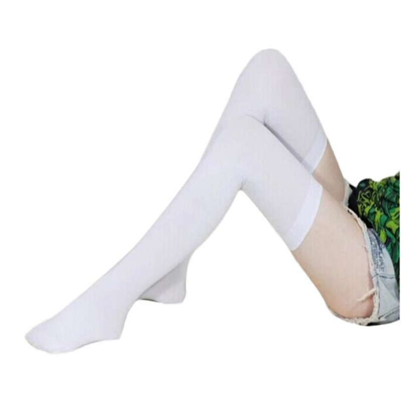 China Factory School Teen Girls Socks Solid Over Knee Thin Cotton Thigh High Socks Stockings