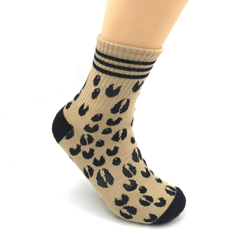 Men Combed Cotton Leopard Sublimation Custom Socks Print