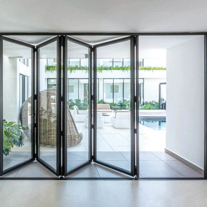 Florida Miami-Dade Approved Anti-Pinch Design External Thermal Break Aluminum Bifold Sliding Folding Glass Doors Patio Balcony