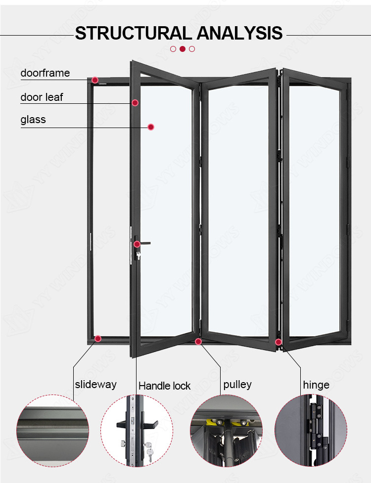 YY Facades Florida Miami-Dade Approved Aluminum Bi Fold Bifold Double Glass Doors