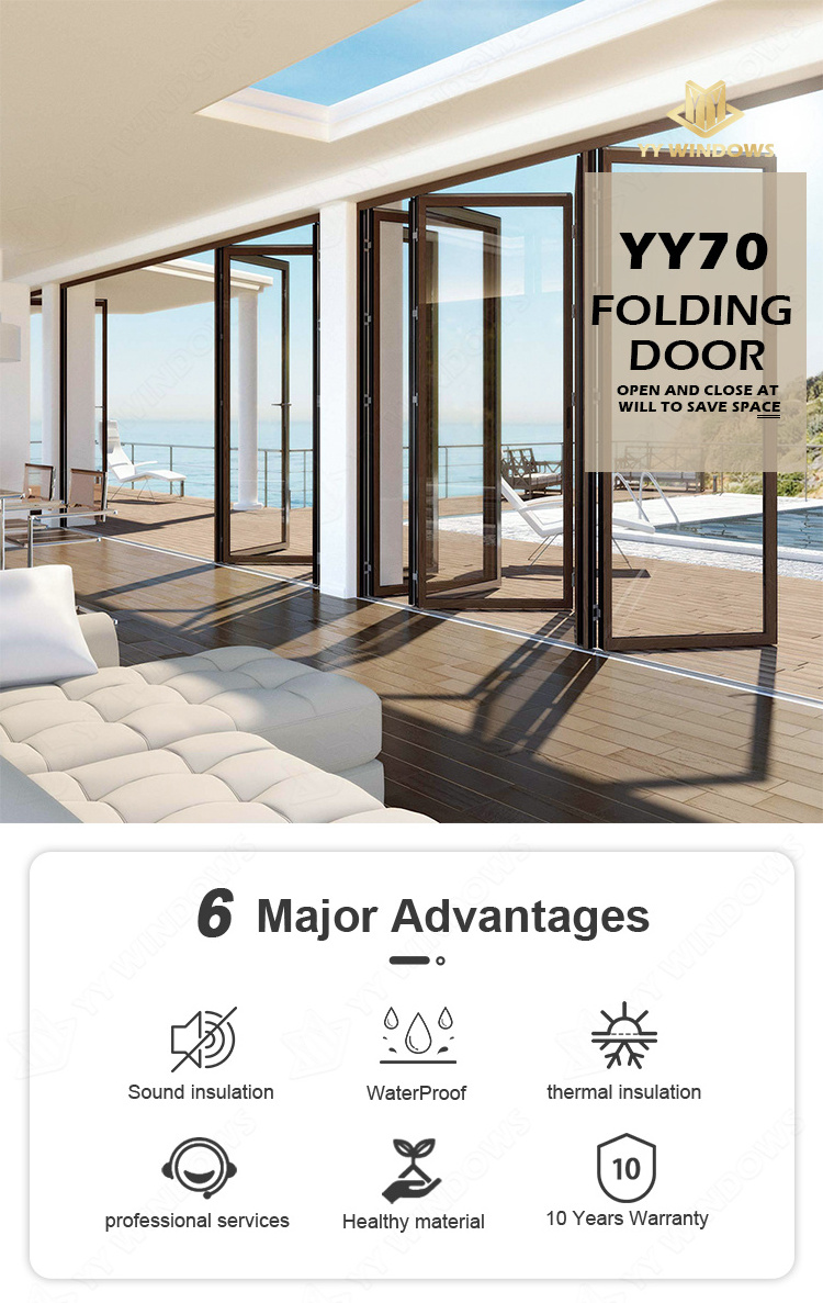 Florida Miami-Dade Approved New Design Exterior Accordion Aluminium Folding Door Patio Folding Glass Door