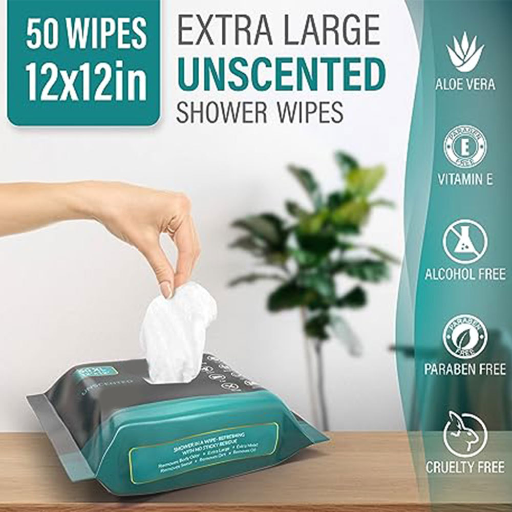 Deodorizing Body Wipes Shower Wipes for Adults No Rinse, Biodegradable Body Cleansing  Wipes for Women Men for Gym Travel