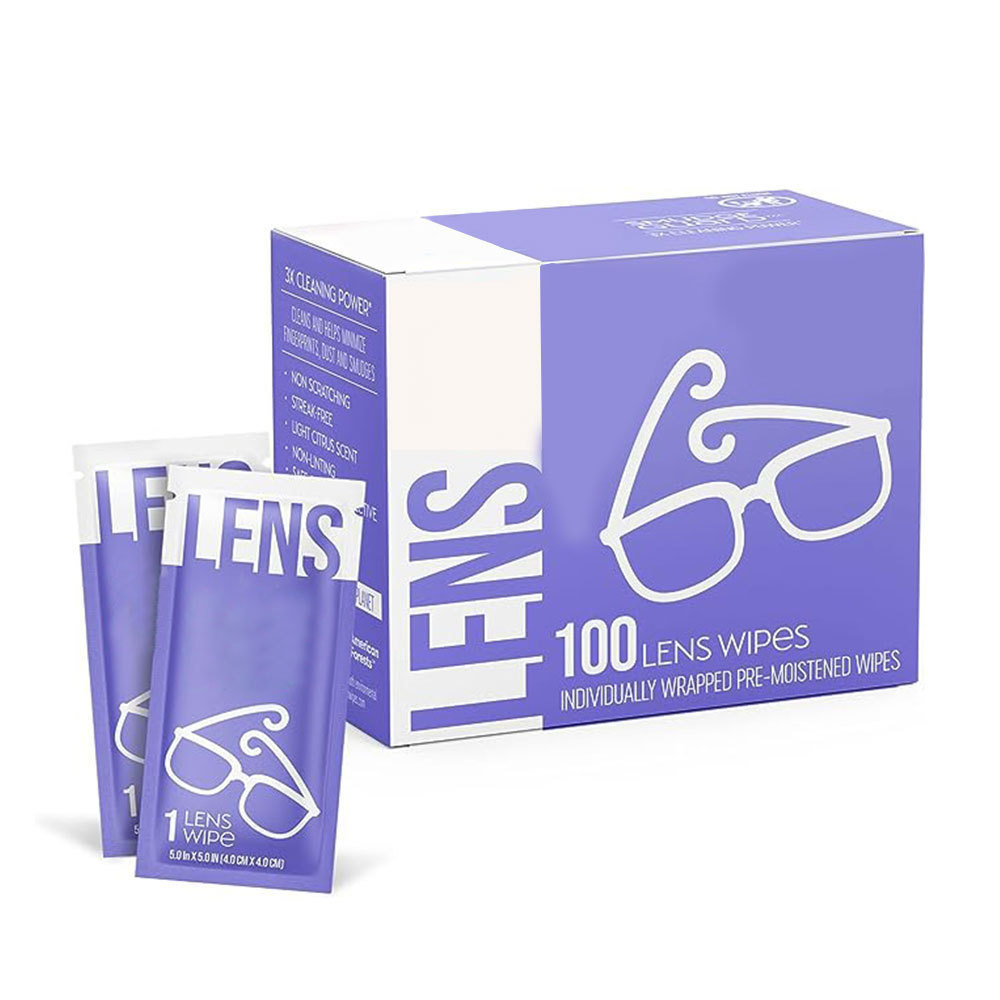 Lens Cleaning Wipes  Pre-Moistened Individually Wrapped  Glasses cleaning wipes  Non-Scratching  Non-Streaking