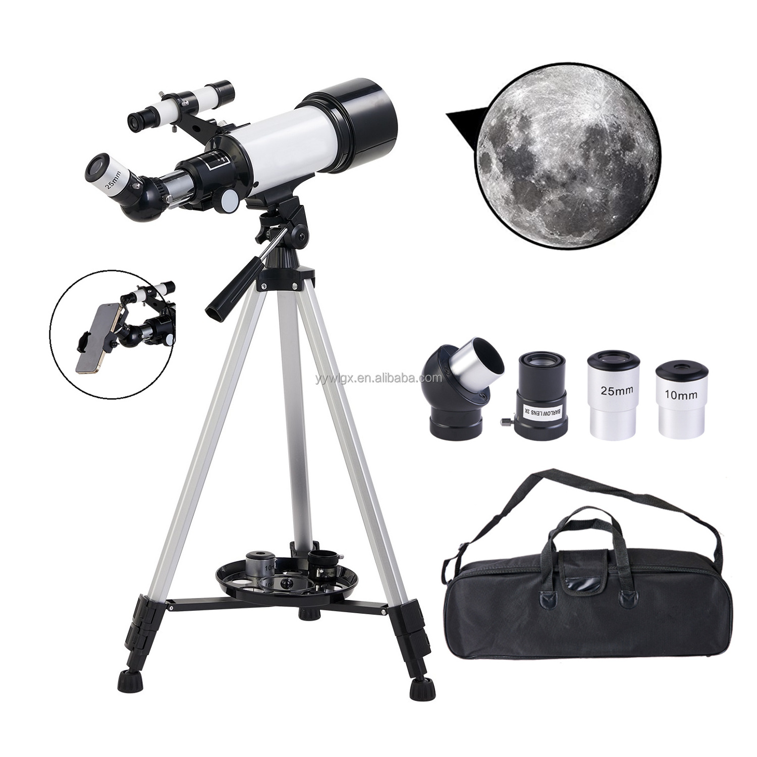 40070 Astronomical refracting Portable Telescope 70400 AZ Mount Fully Multi-Coated Optics with Tripod  Carrying Bag