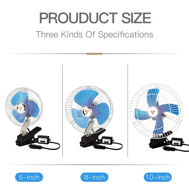 12V Car Fan with 1.5M Cigarette Lighter Plug Portable Auto Cooling Fan for Vehicle Car Truck Van SUV RV ATV Boat