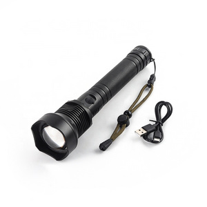 High lumen USB rechargeable flashlight High-power retractable XHP90 lamp bead flashlight Scalable waterproof flashlight