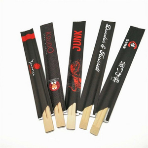 Bambus Wholesale Eco-friendly Disposable Custom Logo Twin Double Ended Bamboo Chopsticks With Paper Sleeve