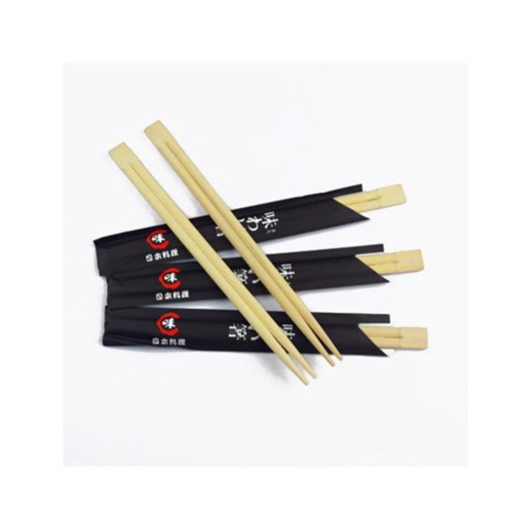 Bambus Wholesale Eco-friendly Disposable Custom Logo Twin Double Ended Bamboo Chopsticks With Paper Sleeve