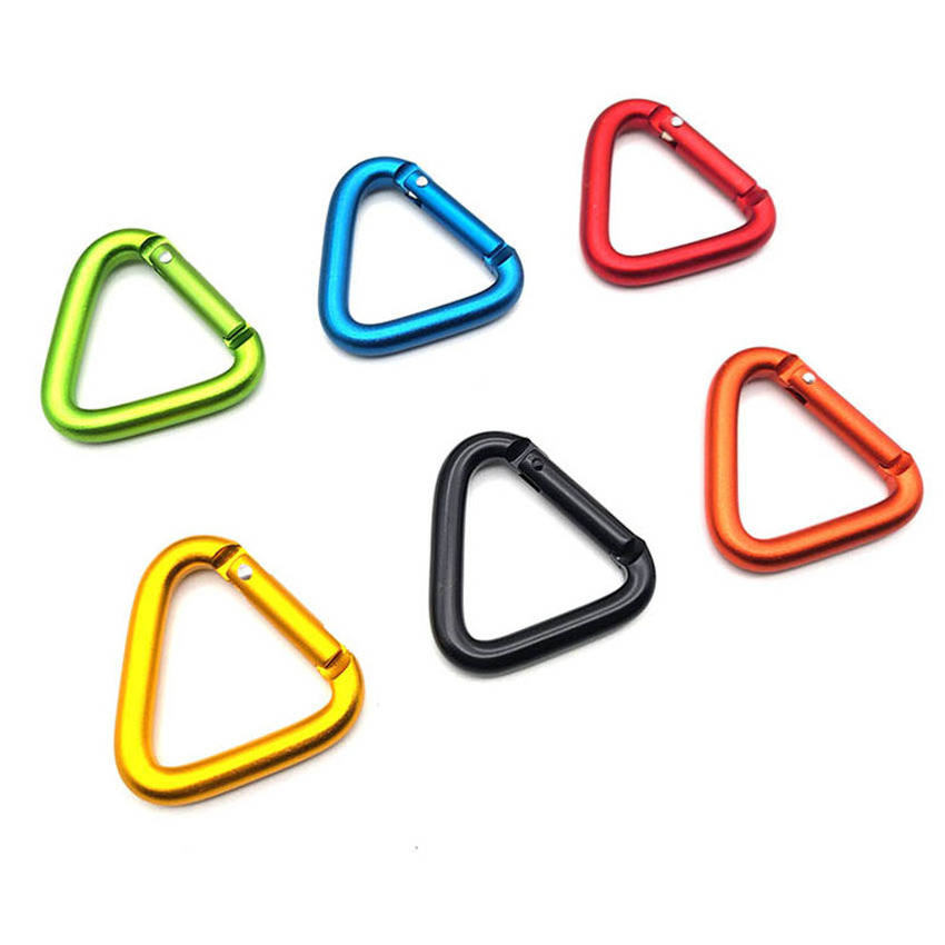 YYX Colorful Customisable Logo Aluminum Alloy Keychain Accessories Triangle Carabiner Clip Hook For Outdoor