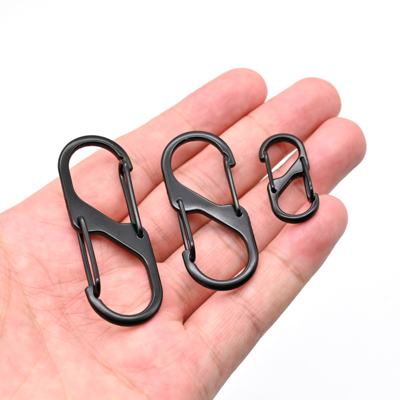 S Shape Stainless Steel Carabiner Keychain Clips Outdoor Camping Climbing Snap Clip Lock Buckle Hook