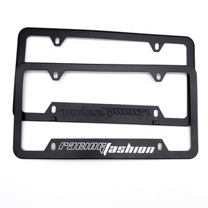 Custom USA size Matt black color laser engraving aluminum car license plate frame