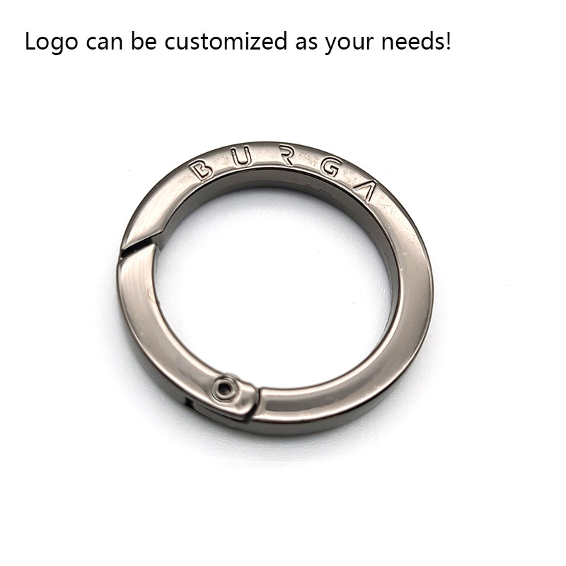 Custom engrave logo keyrings keychain accessories metal key rings bulk round carabiner hook