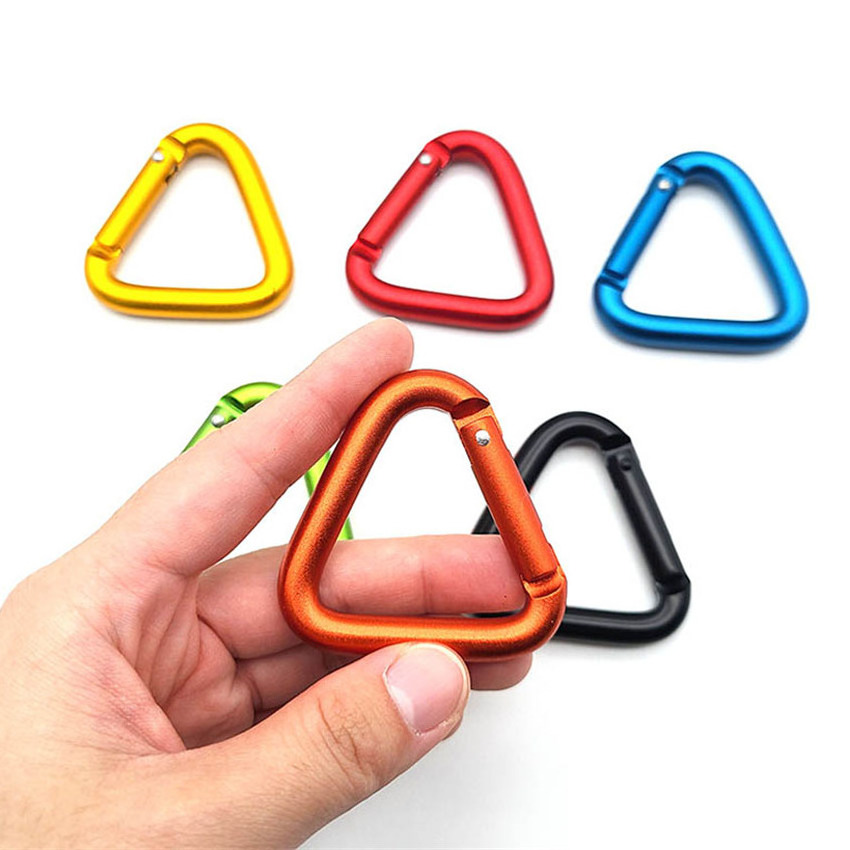 YYX Colorful Customisable Logo Aluminum Alloy Keychain Accessories Triangle Carabiner Clip Hook For Outdoor