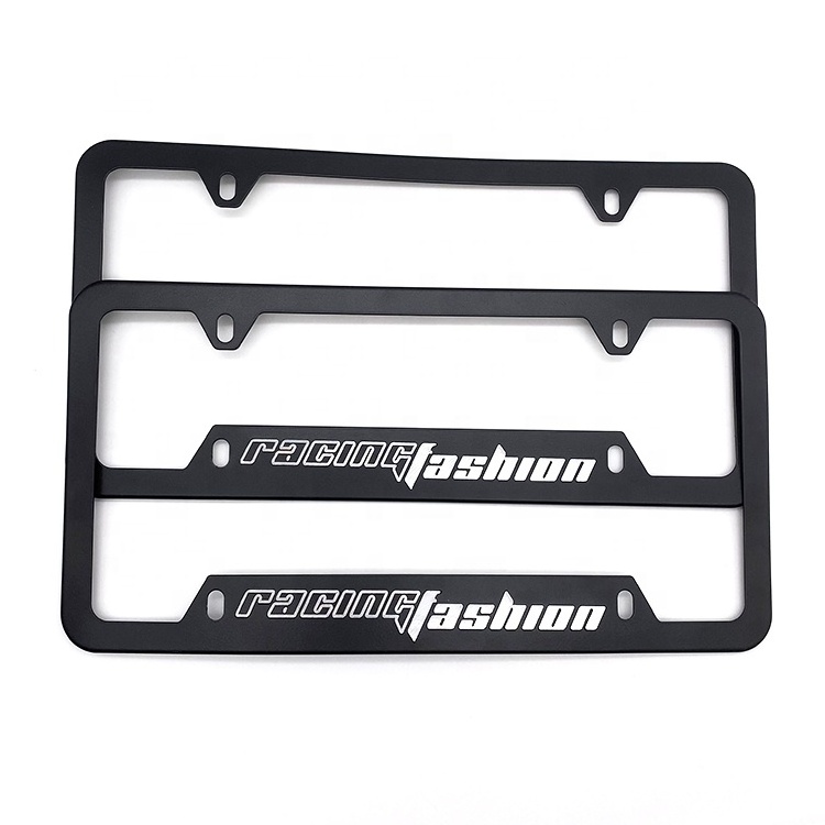 Custom USA size Matt black color laser engraving aluminum car license plate frame